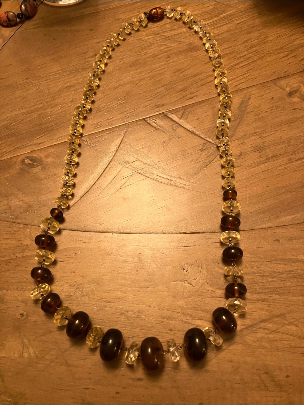 Joan & David Brown and Gold Bead Necklace